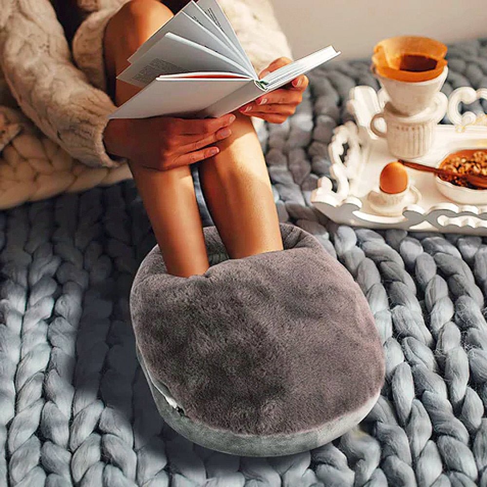 Electric Foot Warmer XL – USB Rechargeable Heated Foot Warmer with Washable Plush Cover for Home & Office